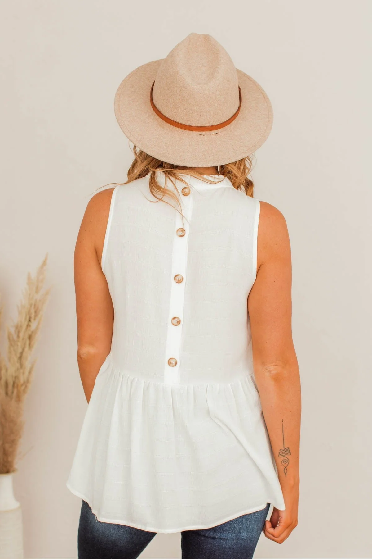 About To Get Good Peplum Tank- Ivory - Image 10