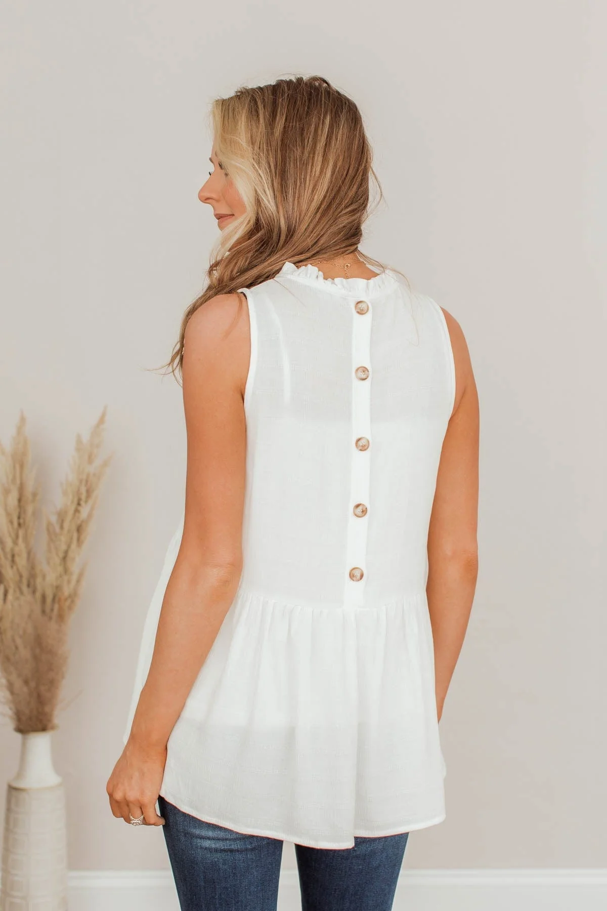 About To Get Good Peplum Tank- Ivory - Image 11