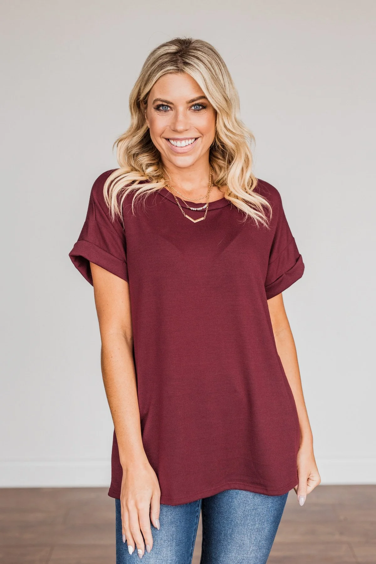 Above And Beyond Short Sleeve Shirt- Burgundy - Image 8
