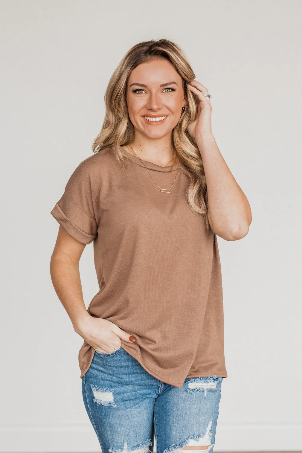 Above And Beyond Short Sleeve Shirt- Taupe - Image 5