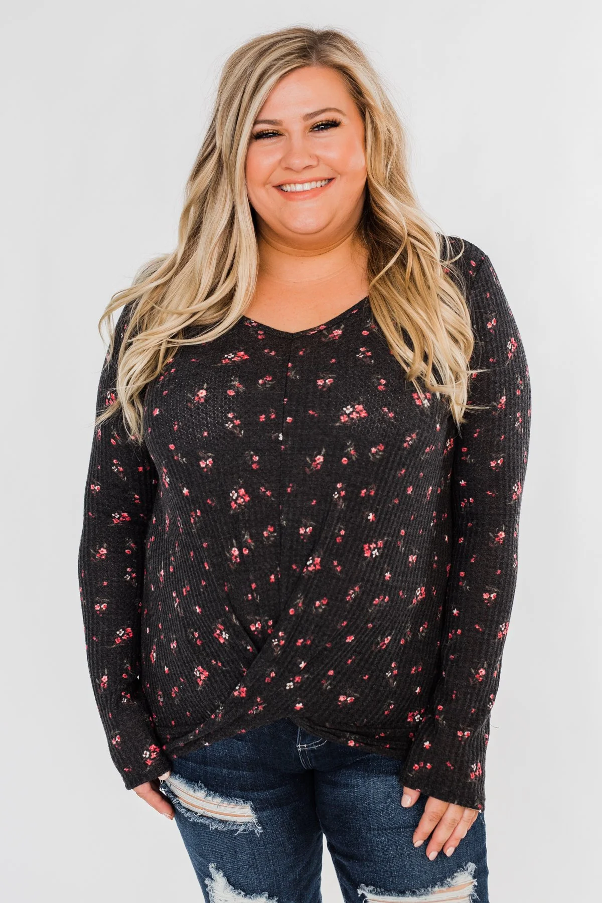 Above The Rest Floral Twist Top- Black - Image 5
