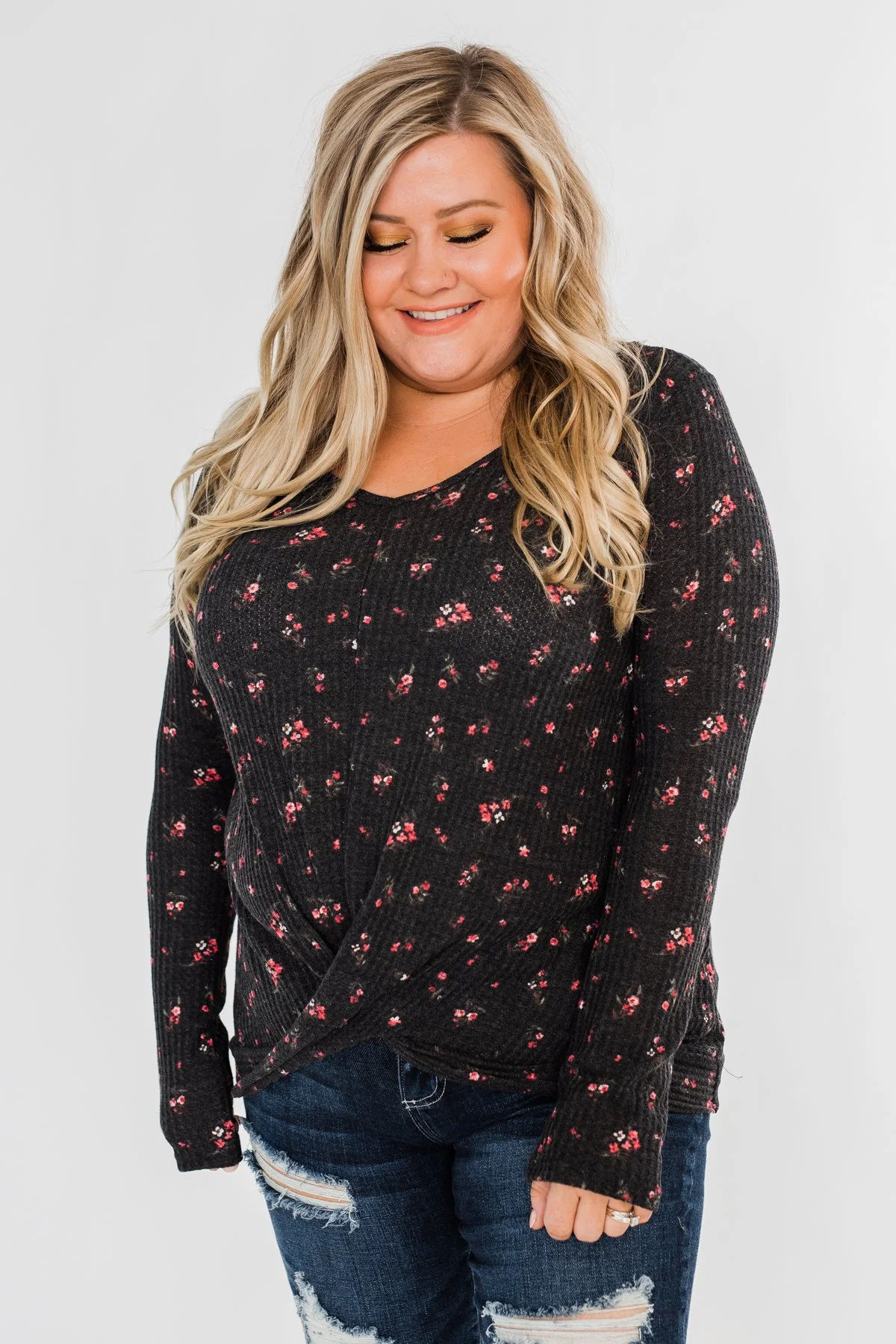 Above The Rest Floral Twist Top- Black - Image 6