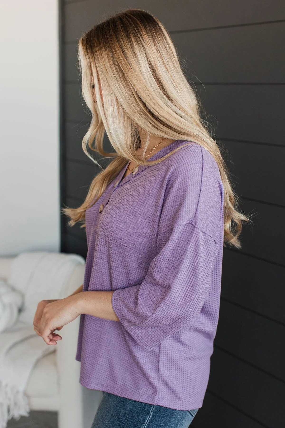 Absolute Wonder Waffle Knit Top- Lilac - Image 5