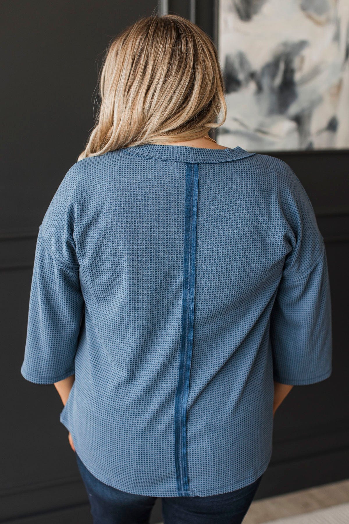 Absolute Wonder Waffle Knit Top- Navy - Image 7