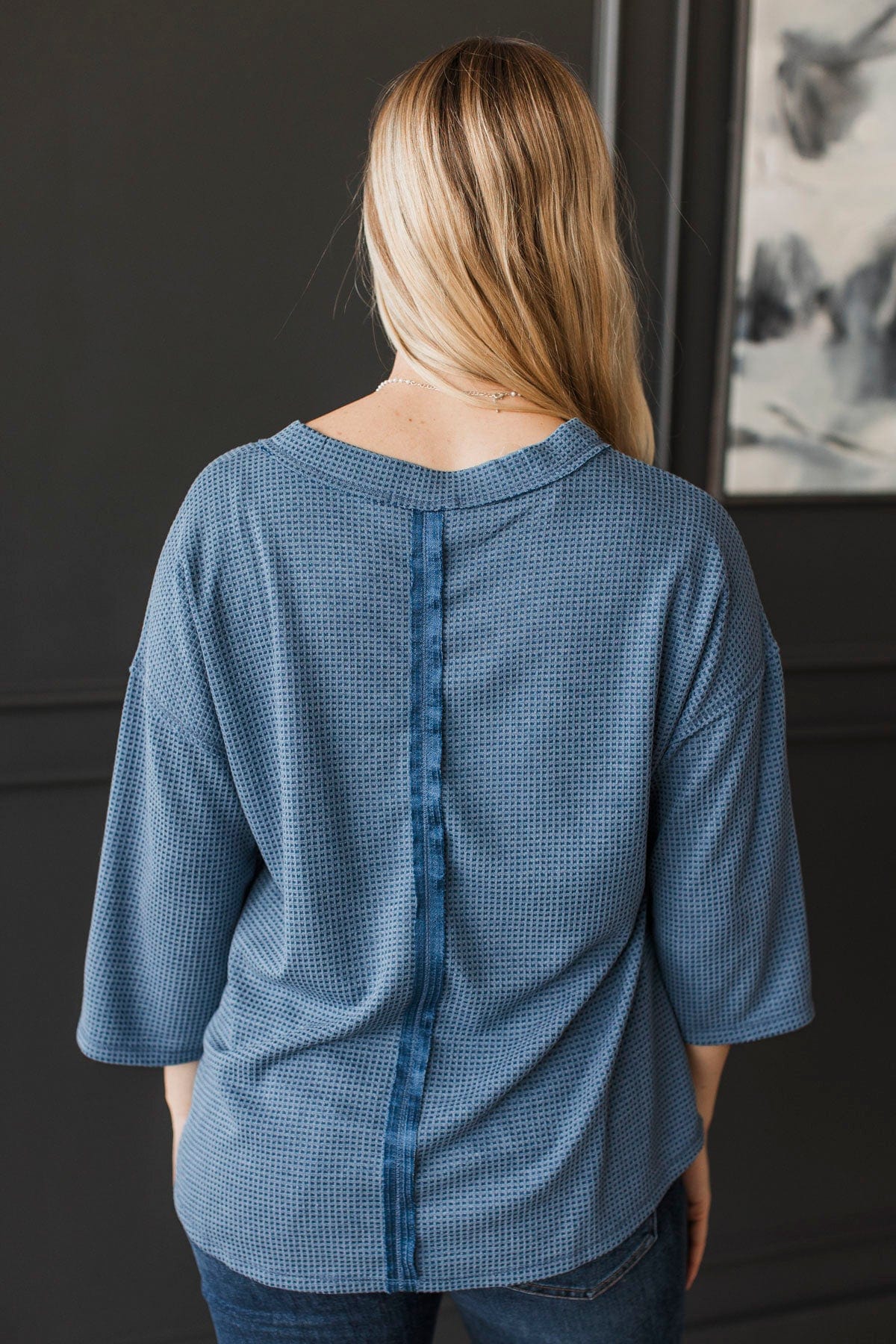 Absolute Wonder Waffle Knit Top- Navy - Image 8