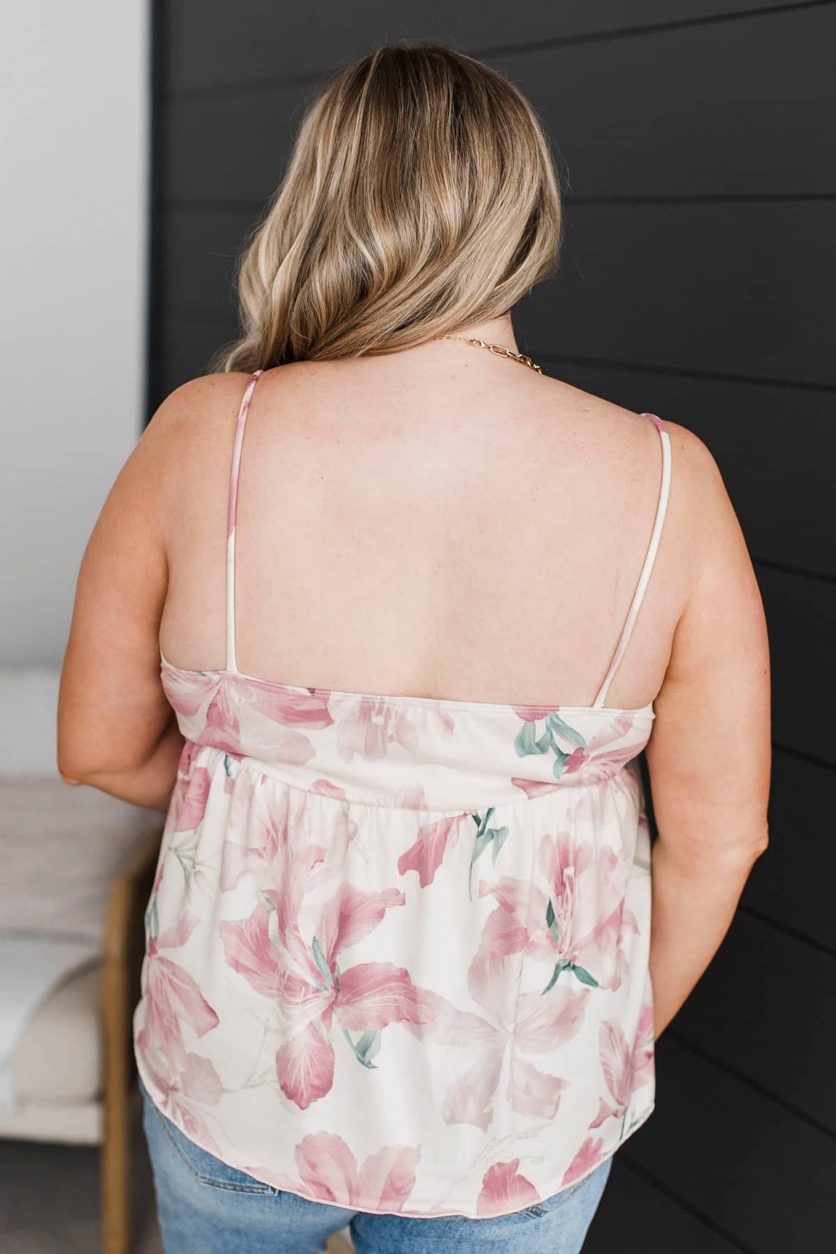 Absolutely Brilliant Floral Tank Top- Ivory & Pink - Image 8