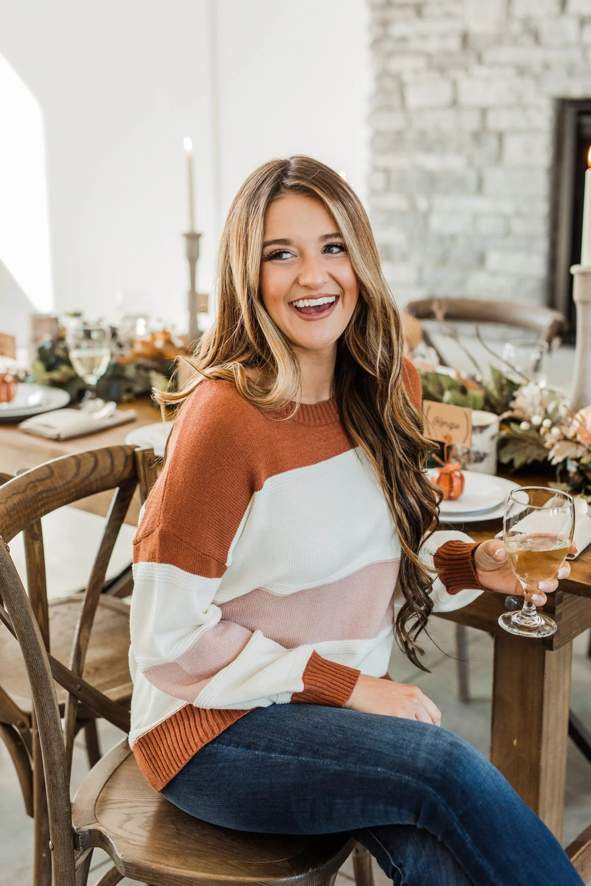 Absolutely Lovely Color Block Sweater- Rust - Image 9