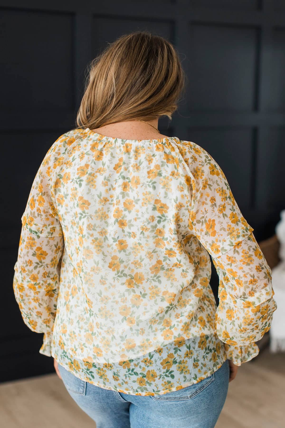 Absolutely Unreal Long Sleeve Floral Blouse- Ivory & Yellow - Image 8