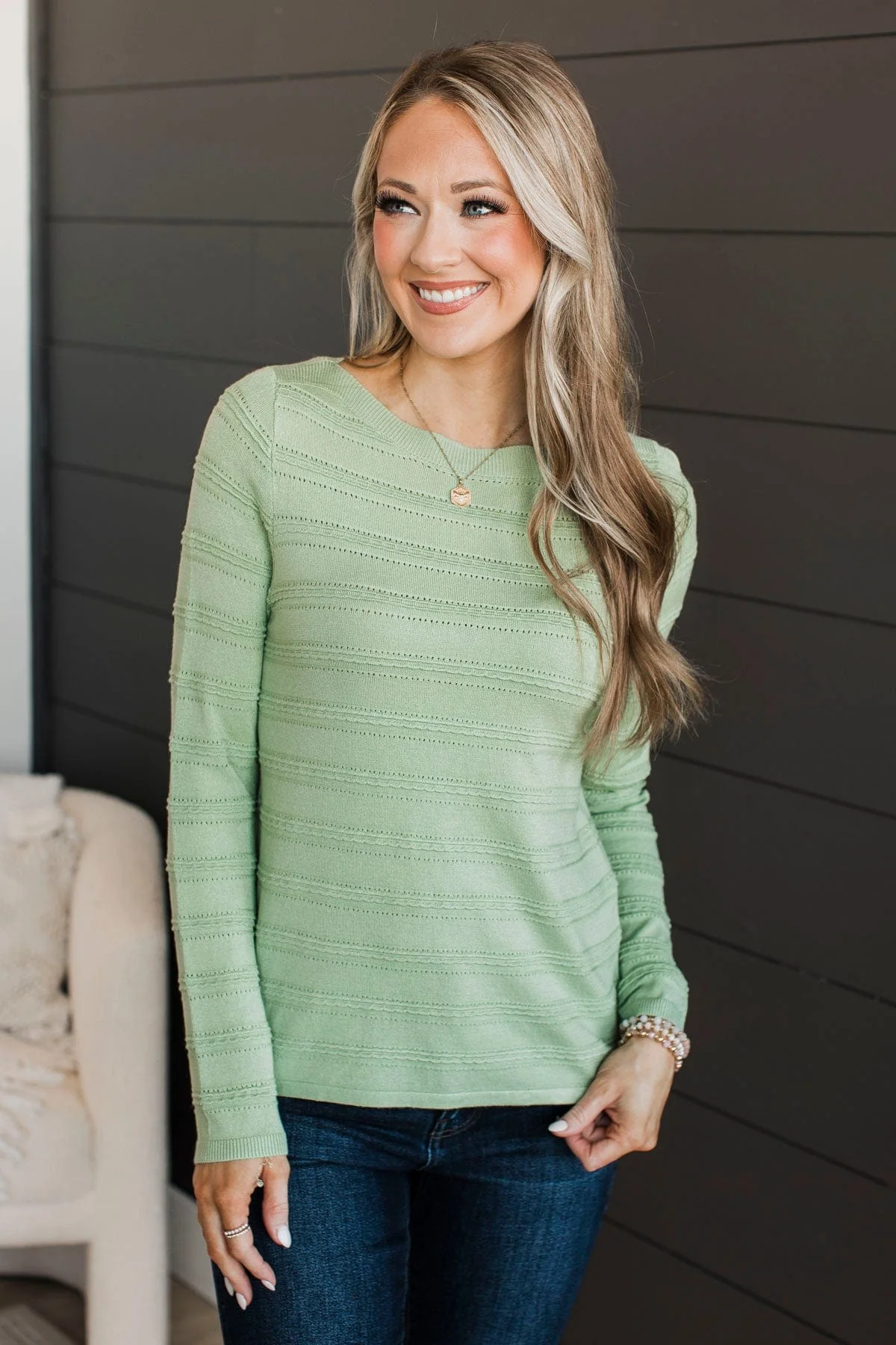 Abundance Of Love Knit Sweater- Sage - Image 3