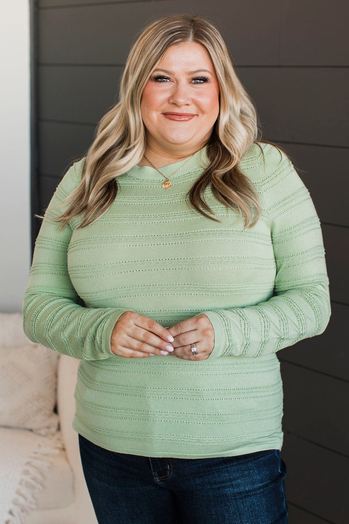 Abundance Of Love Knit Sweater- Sage - Image 4
