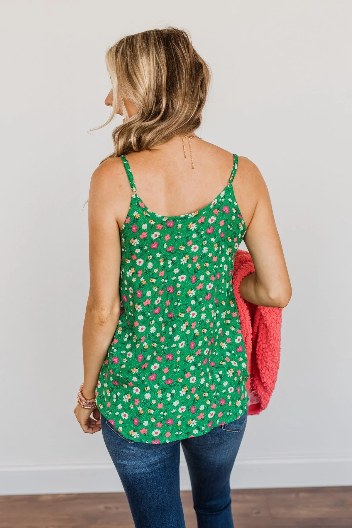 Abundant Blooms Floral & Spots Tank Top- Green - Image 10