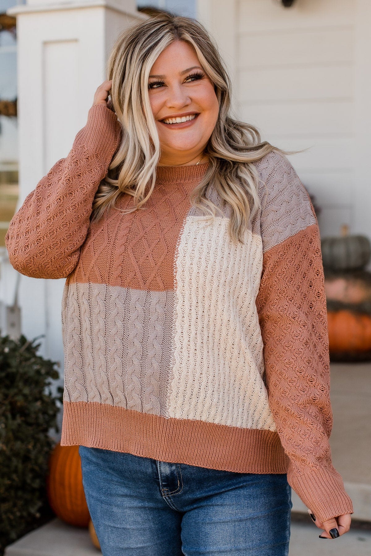 Abundant Memories Knit Sweater- Clay & Taupe - Image 5