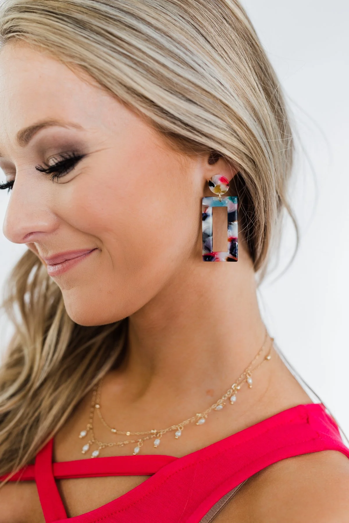 Acetate Dangle Earrings- Multi-Color - Image 5