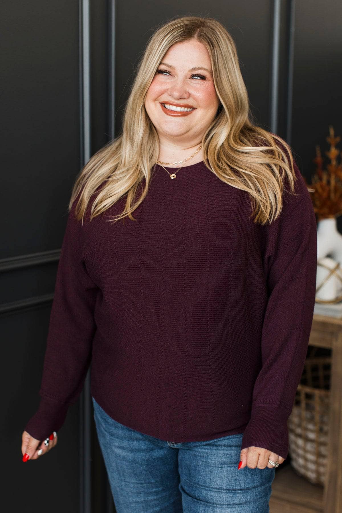 Achieve Your Dreams Dolman Sweater- Dark Plum