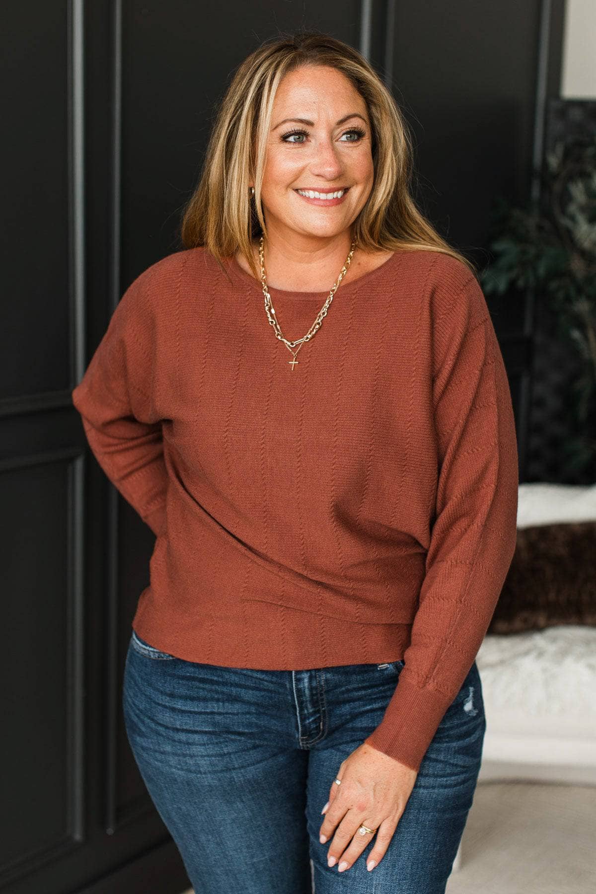 Achieve Your Dreams Dolman Sweater- Orange Copper - Image 2