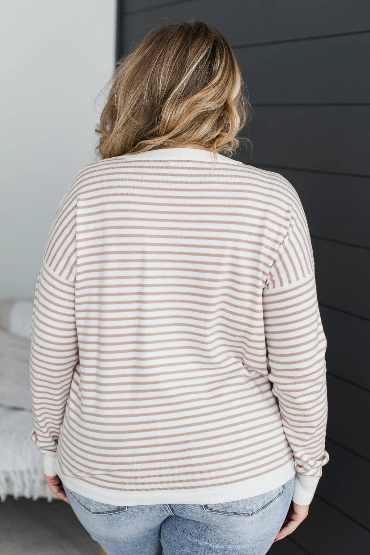 Achieving Goals Striped Knit Sweater- Ivory & Taupe - Image 7