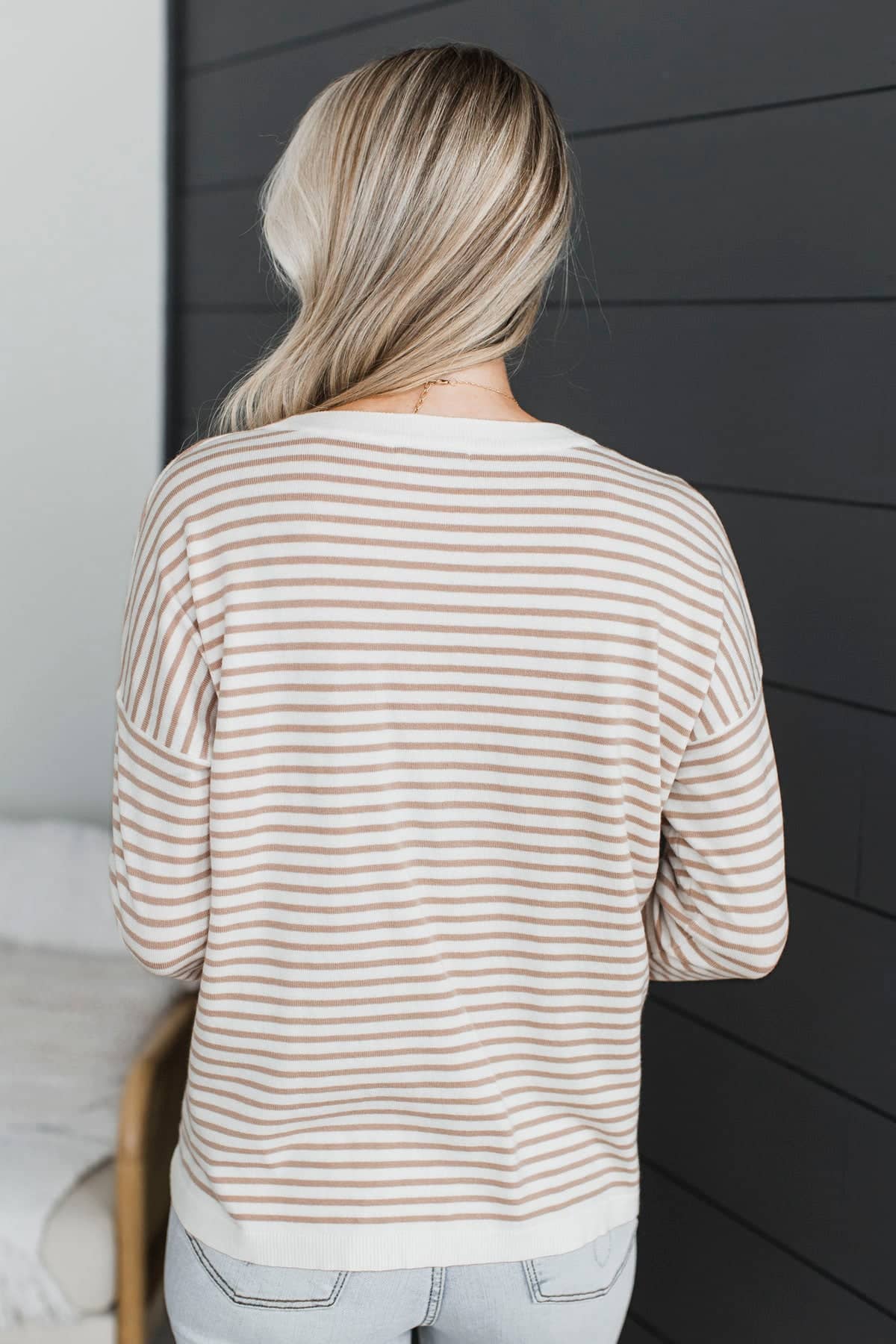 Achieving Goals Striped Knit Sweater- Ivory & Taupe - Image 8