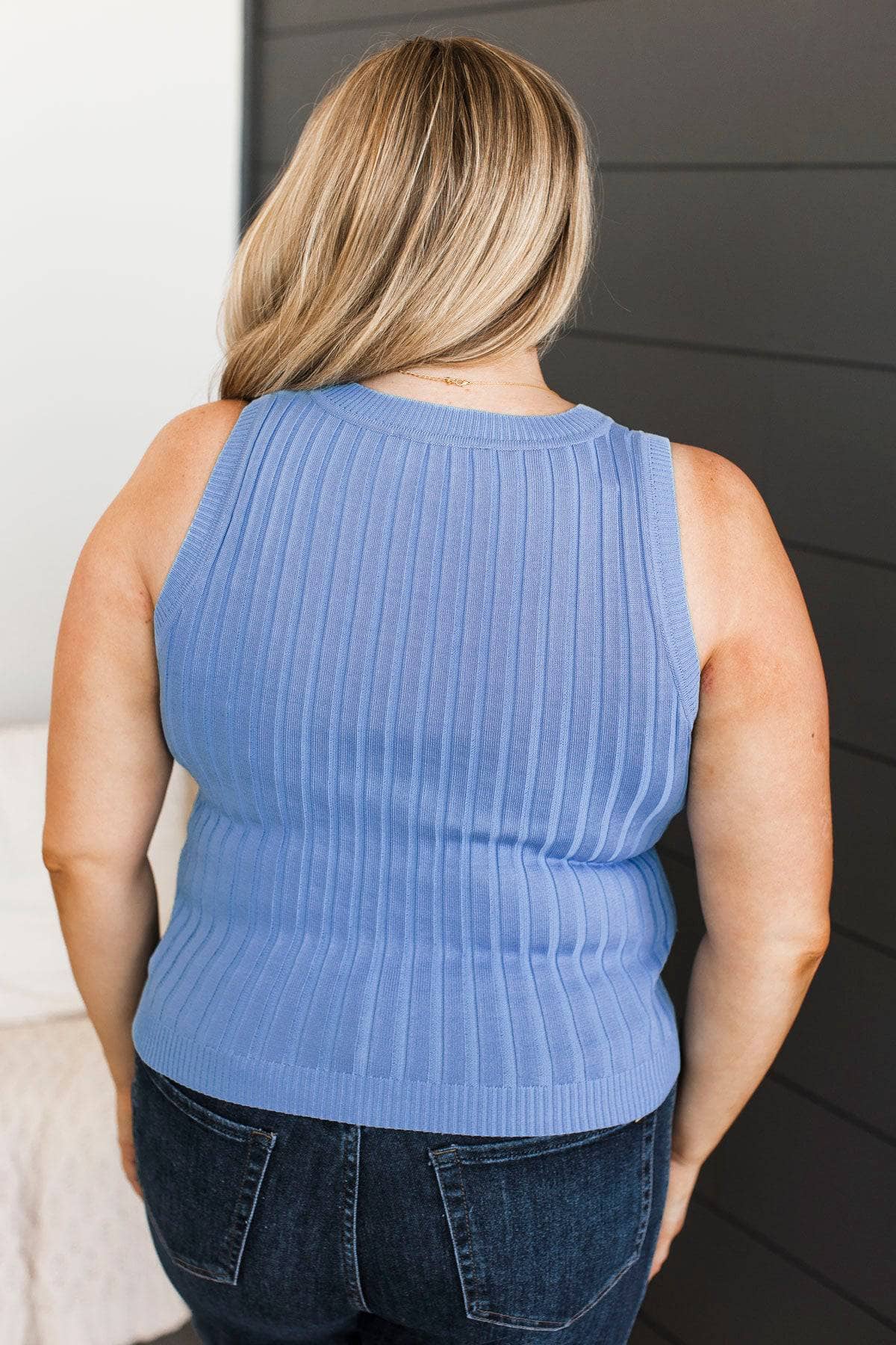Act The Part Knit Tank Top- Dark Sky Blue - Image 8