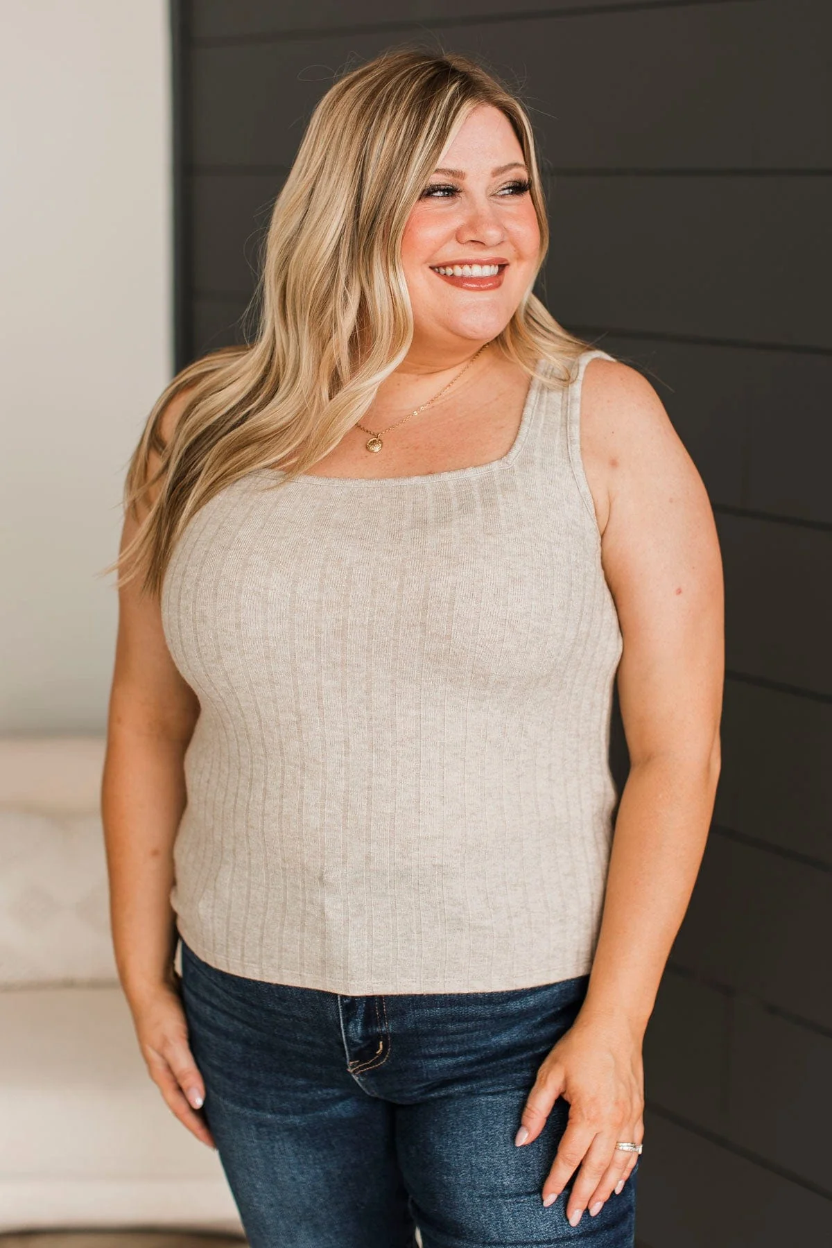 Actions Speak Louder Ribbed Tank Top- Light Mocha - Image 4