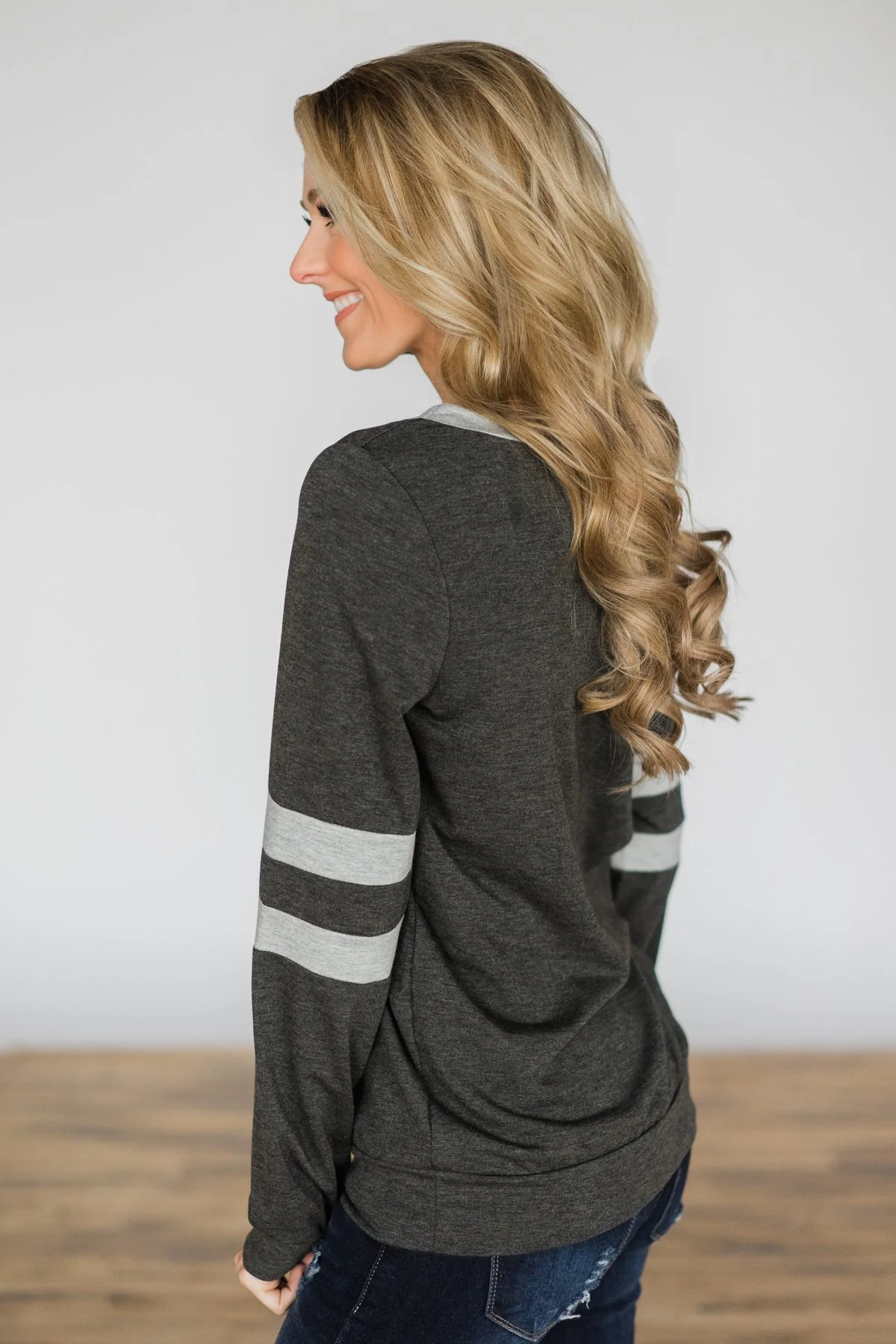 Addicted to You Long Sleeve Top - Charcoal - Image 3