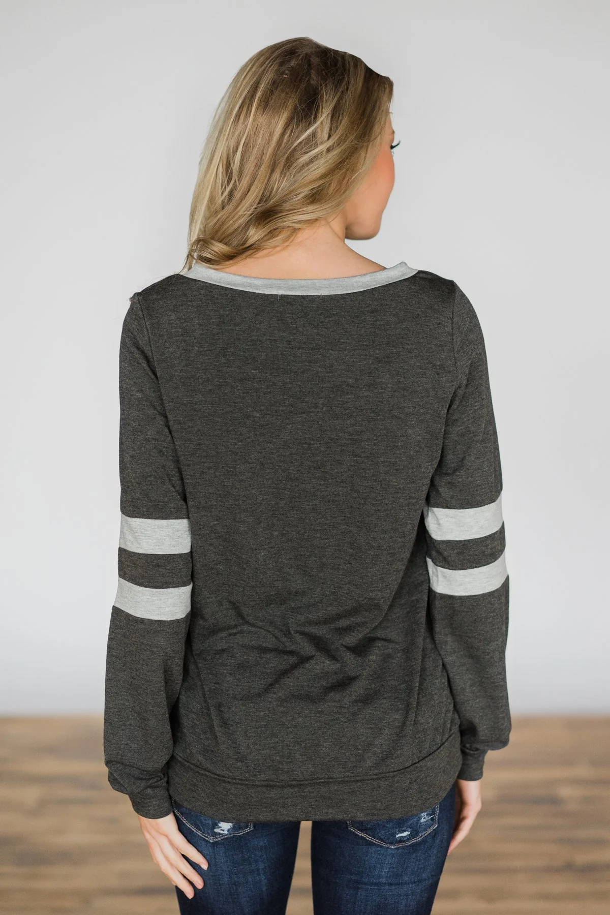 Addicted to You Long Sleeve Top - Charcoal - Image 4