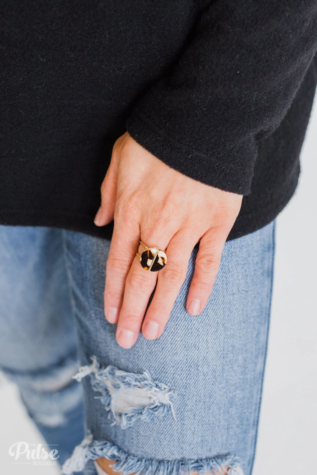 Adjustable Gold Ring- Coffee - Image 2
