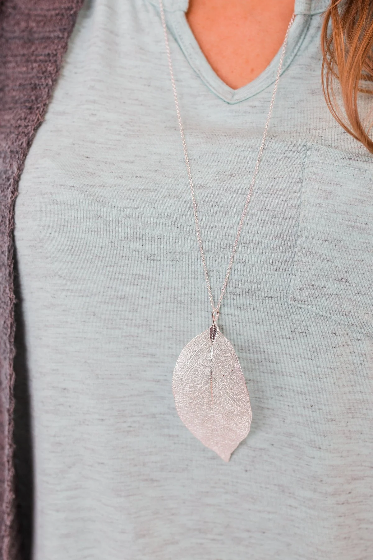 Adjustable Leaf Necklace- Silver - Image 2