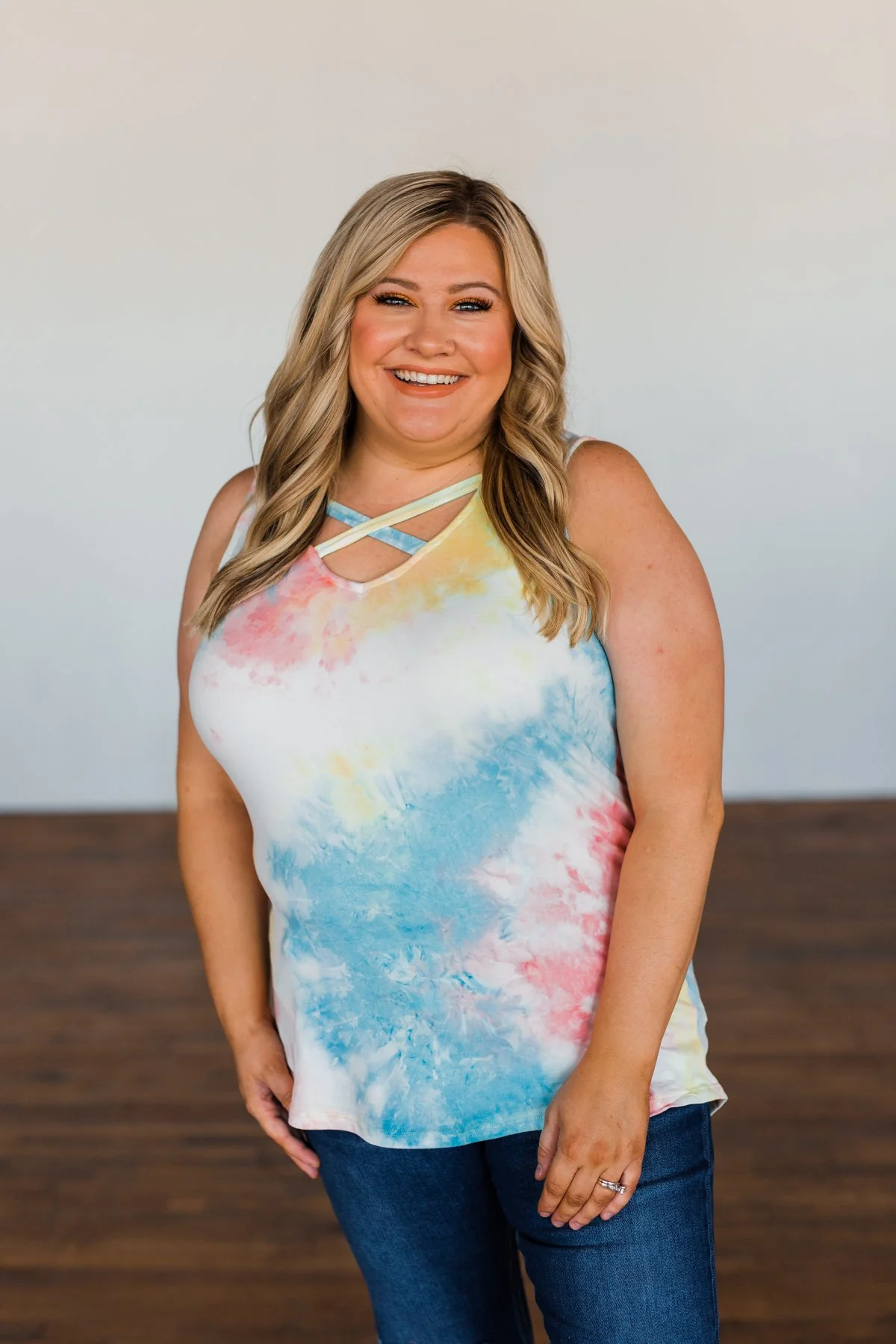 Admit My Love Tie Dye Tank Top- Multi-Color - Image 2