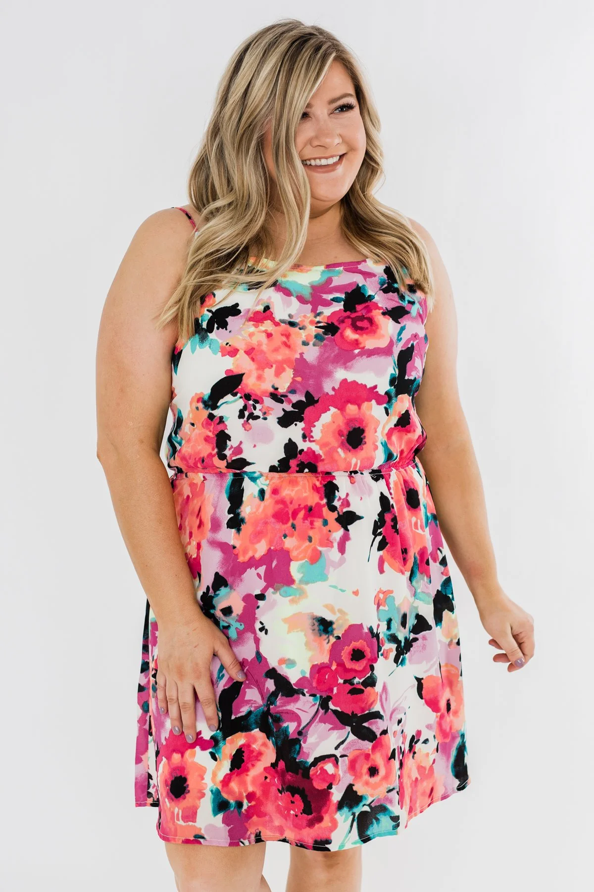 Adore Me Floral Watercolor Dress- Multi-Color - Image 7