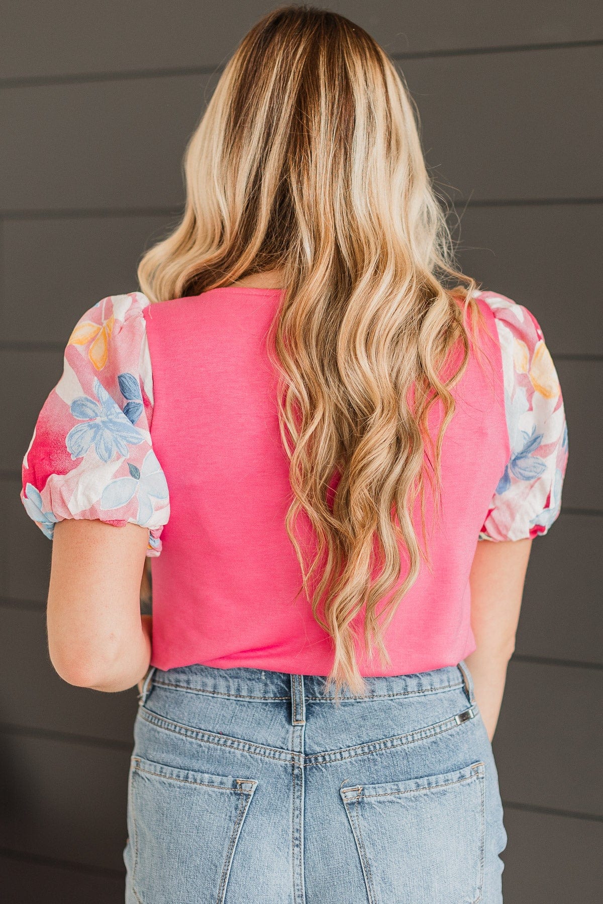 Adoring You Puff Sleeve Top- Pink - Image 7