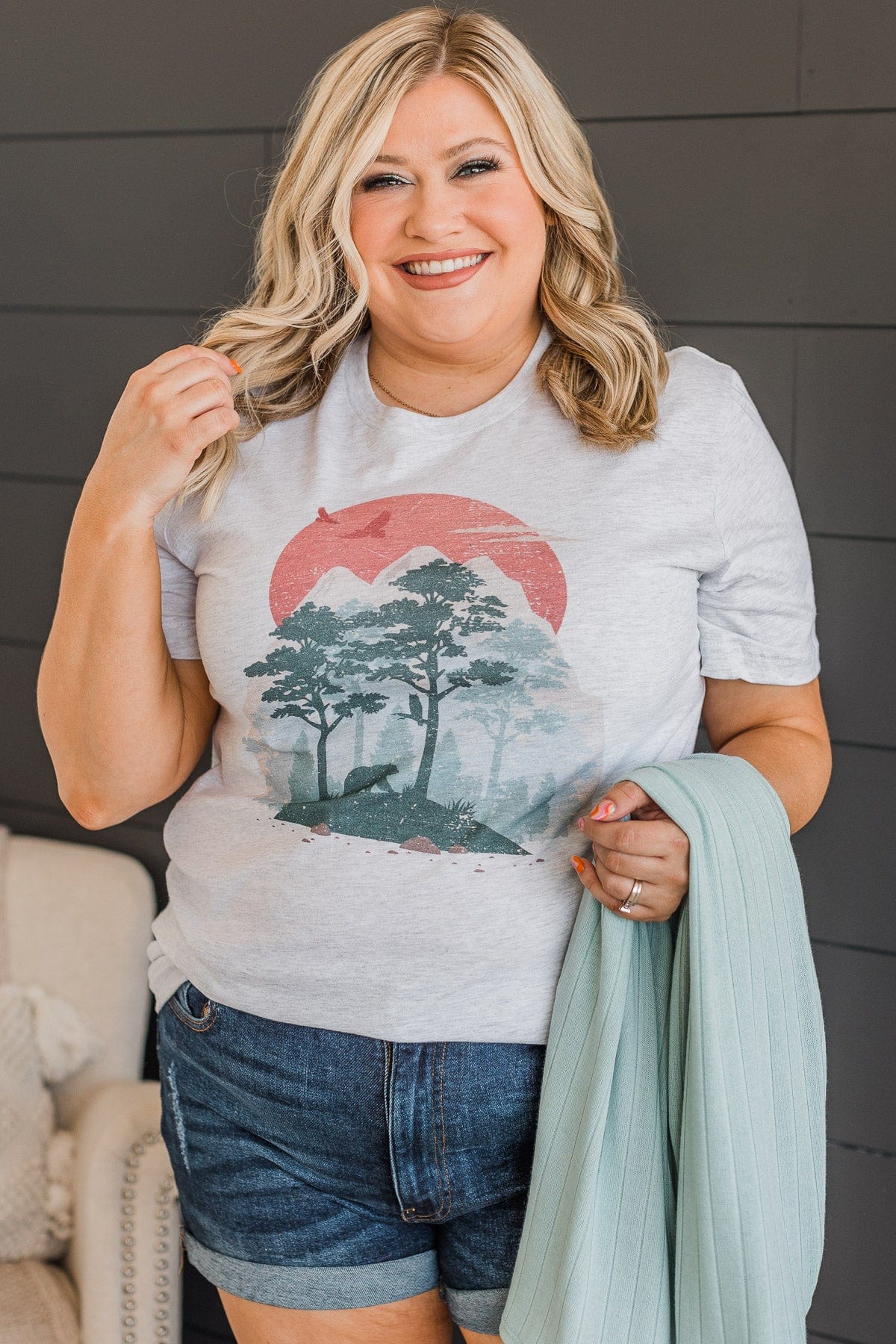 Adventure Ahead Graphic Tee- Heather Grey - Image 2