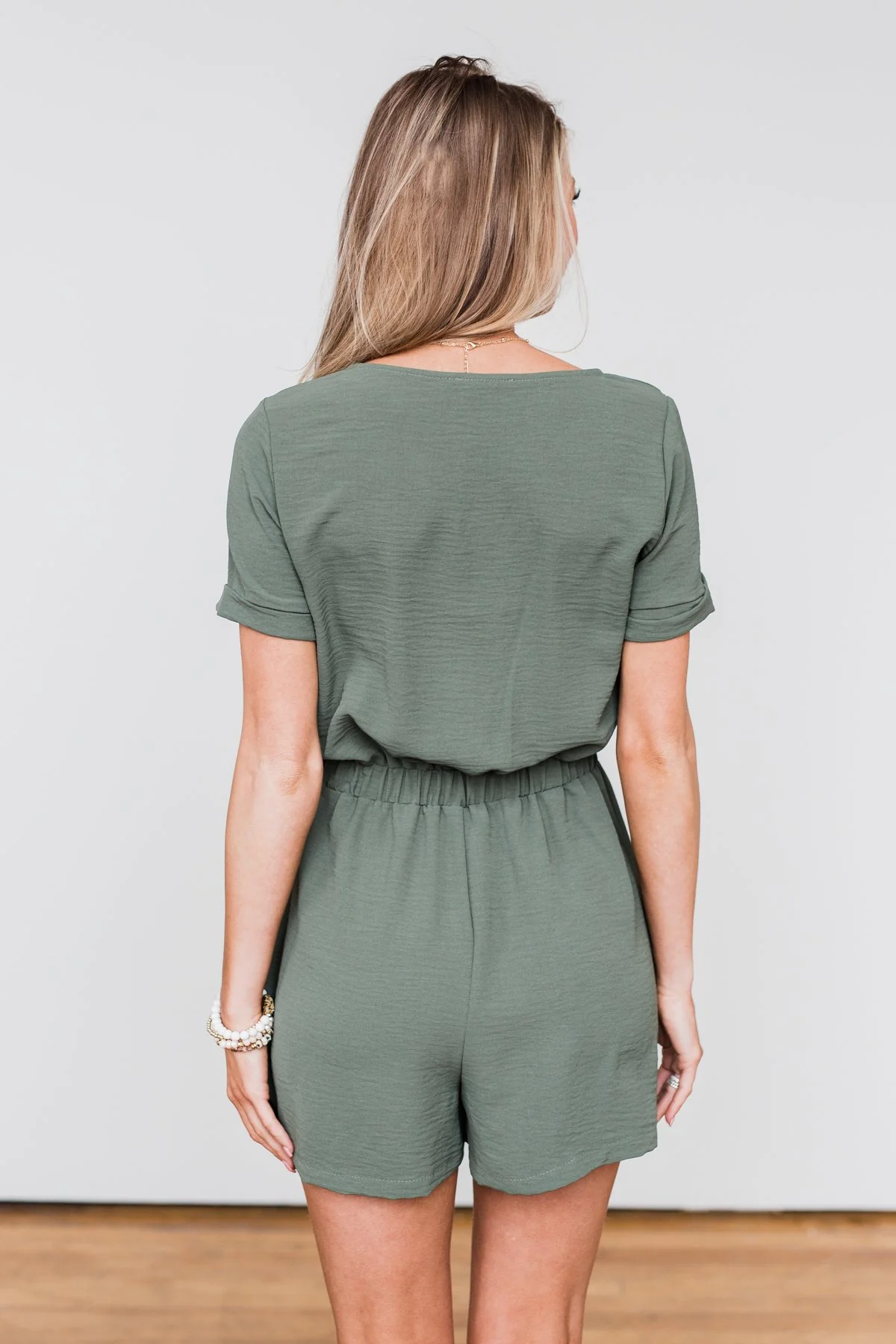 Adventure Awaits Half-Zip Romper- Olive - Image 10