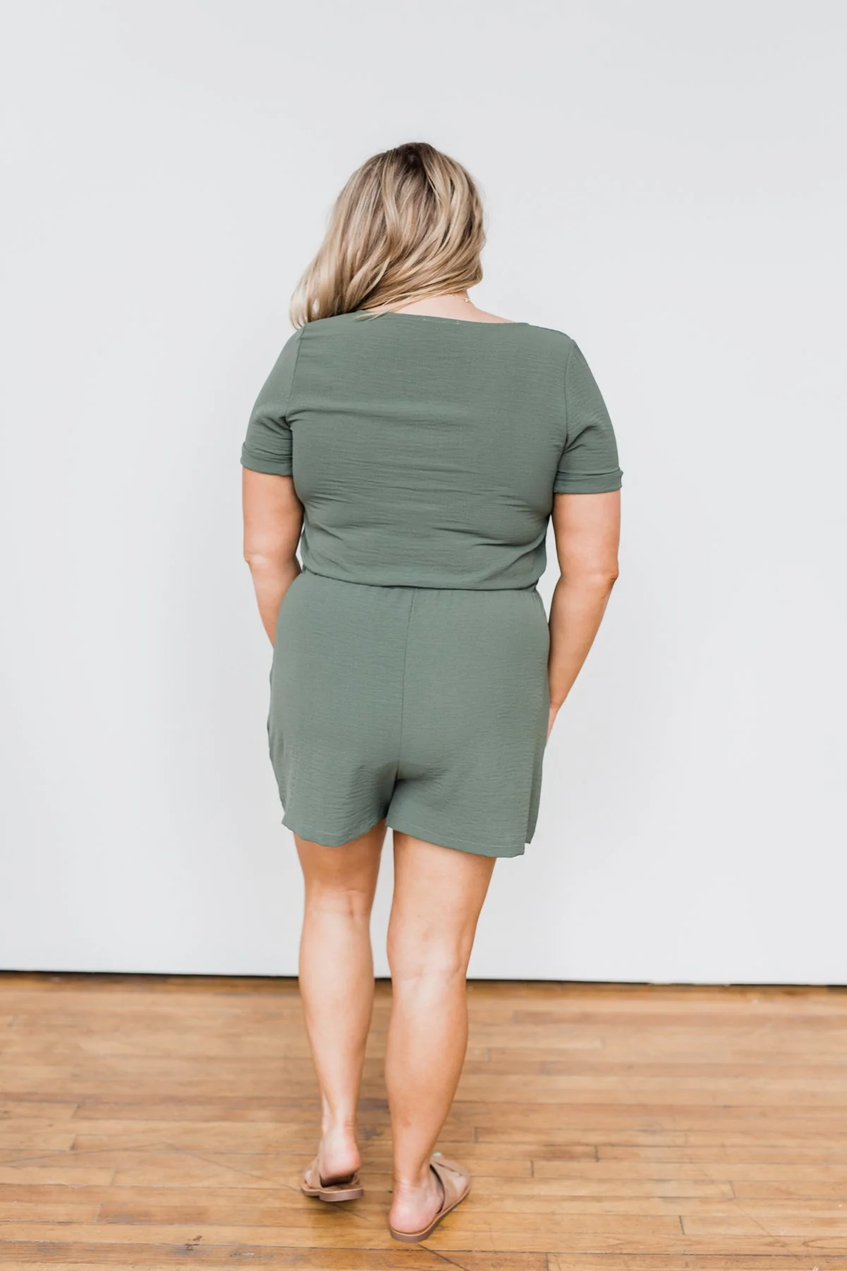 Adventure Awaits Half-Zip Romper- Olive - Image 11