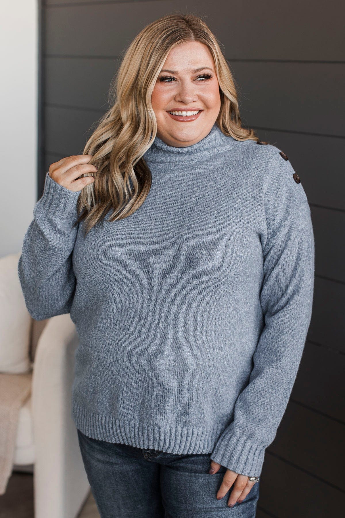 After My Own Heart Knit Sweater- Light Blue - Image 3