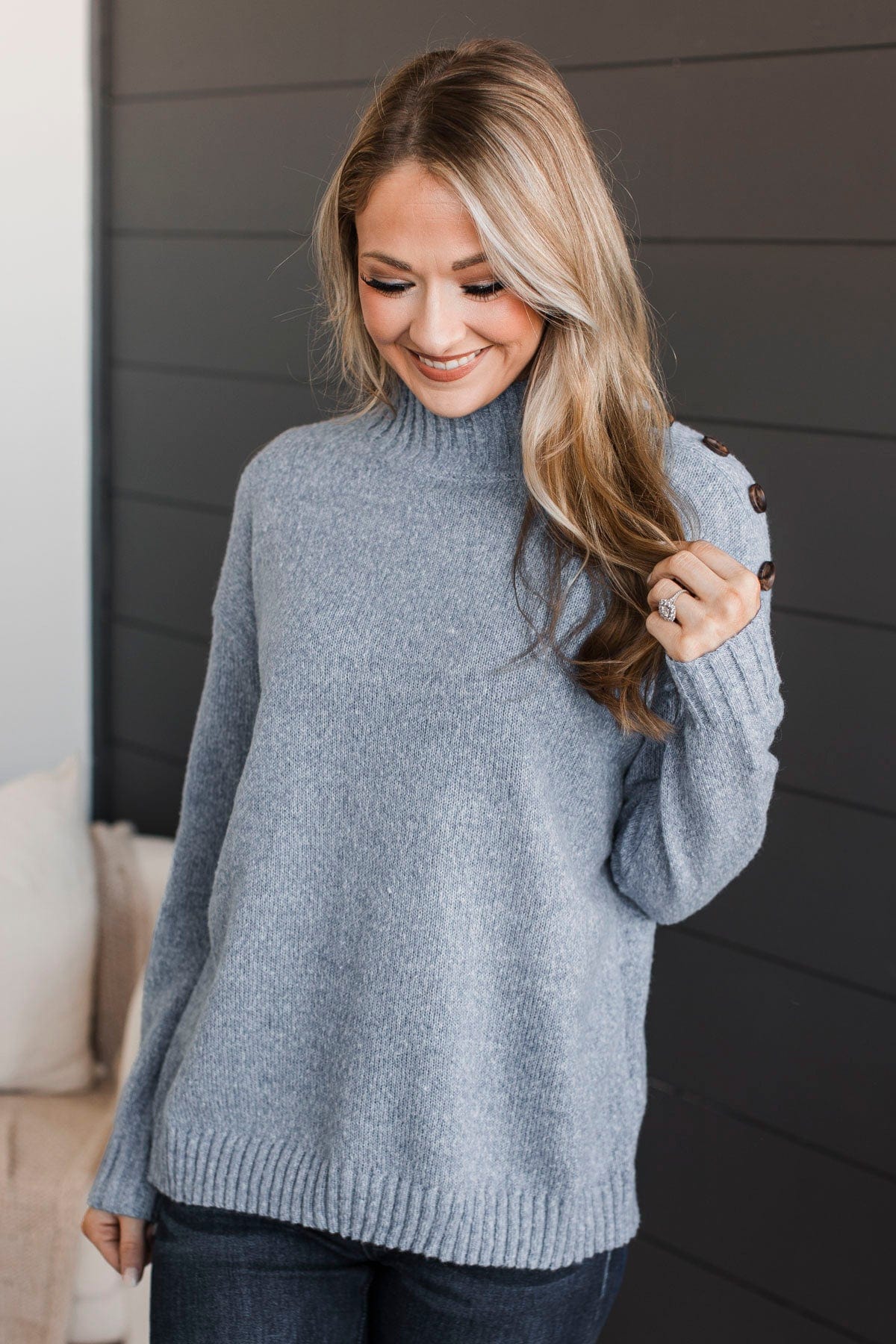 After My Own Heart Knit Sweater- Light Blue - Image 4