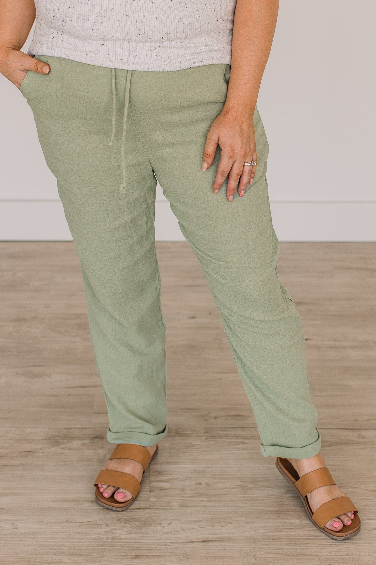 Afternoon Stroll Pants- Sage - Image 2