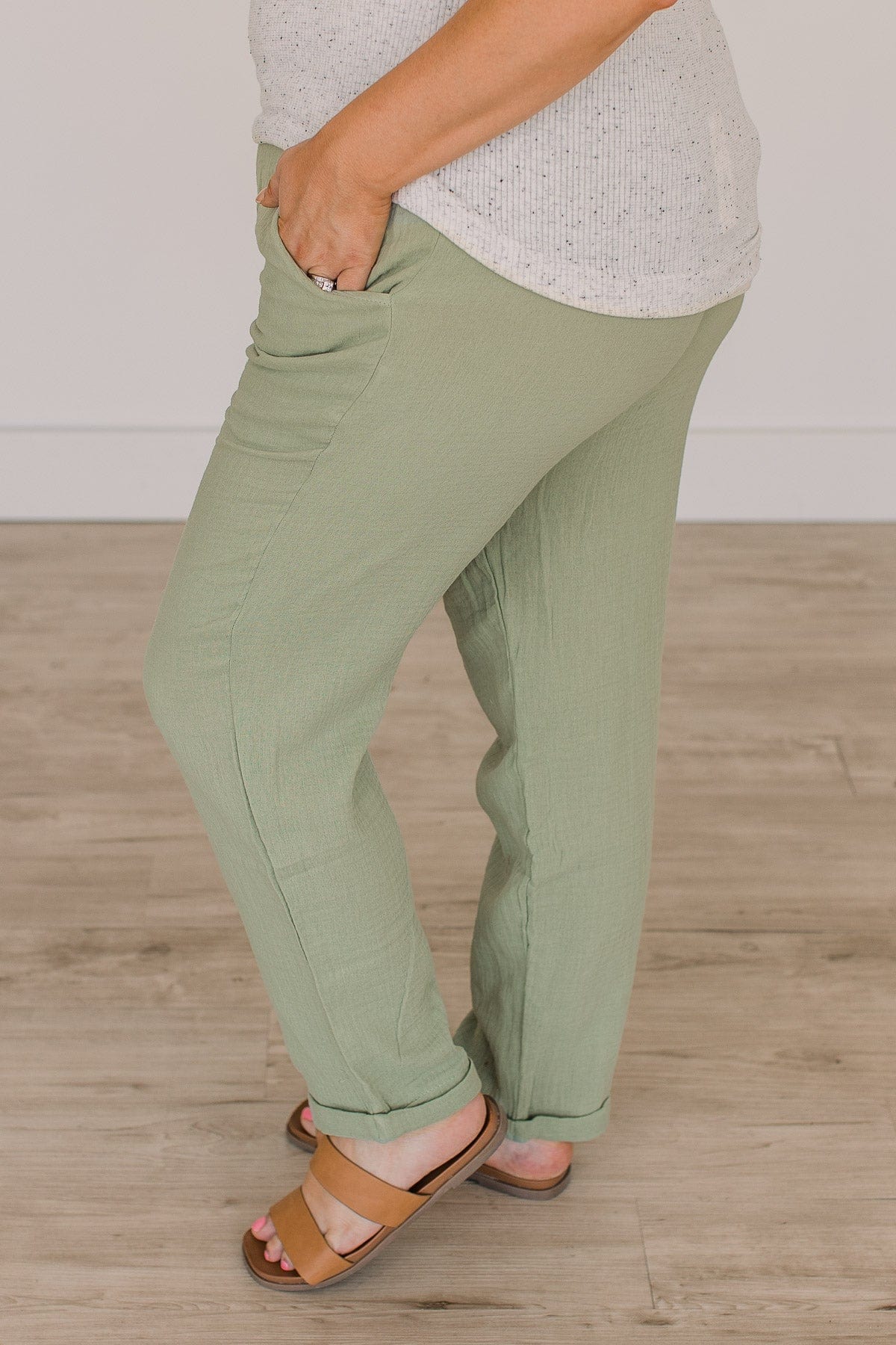 Afternoon Stroll Pants- Sage - Image 4