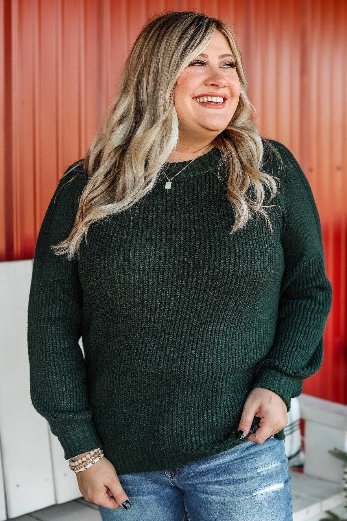 Against All Odds Knit Sweater- Forest Green - Image 4