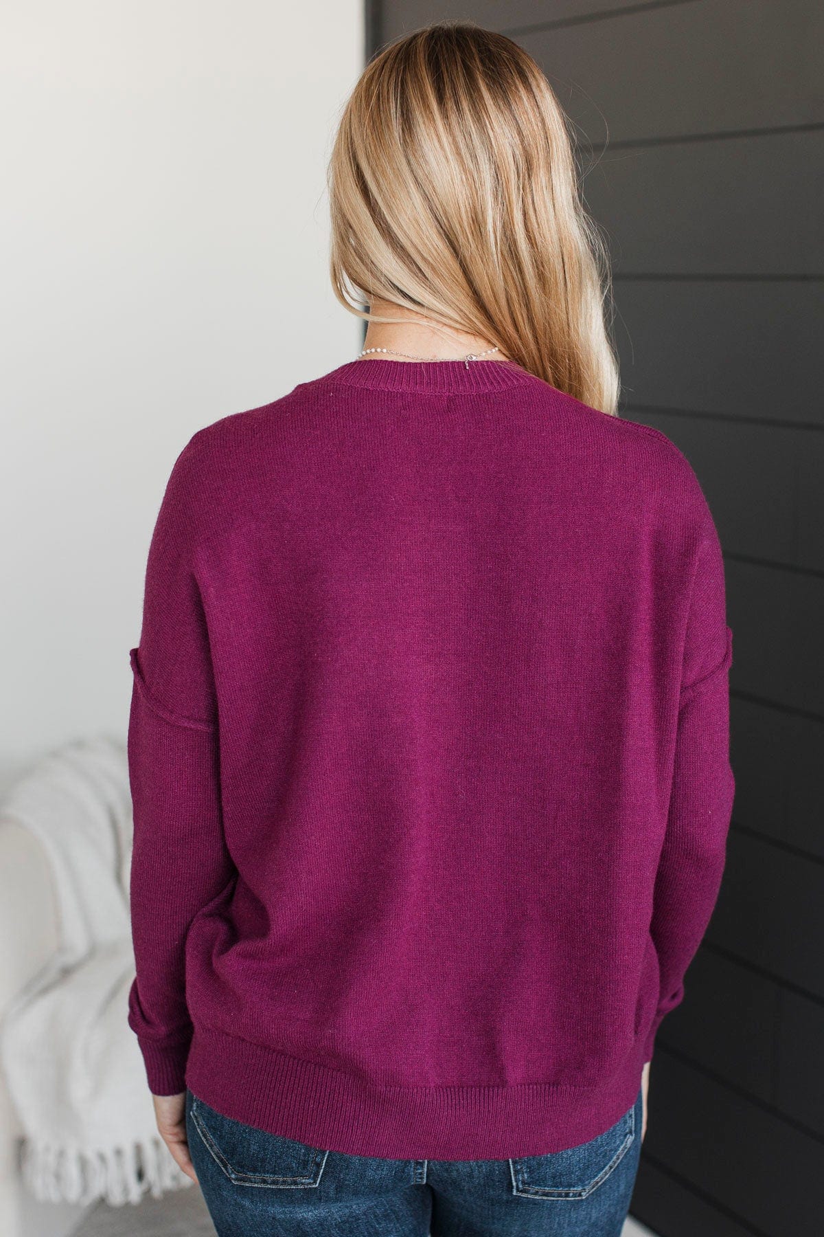 Ahead Of The Times Knit Sweater- Dark Magenta - Image 7