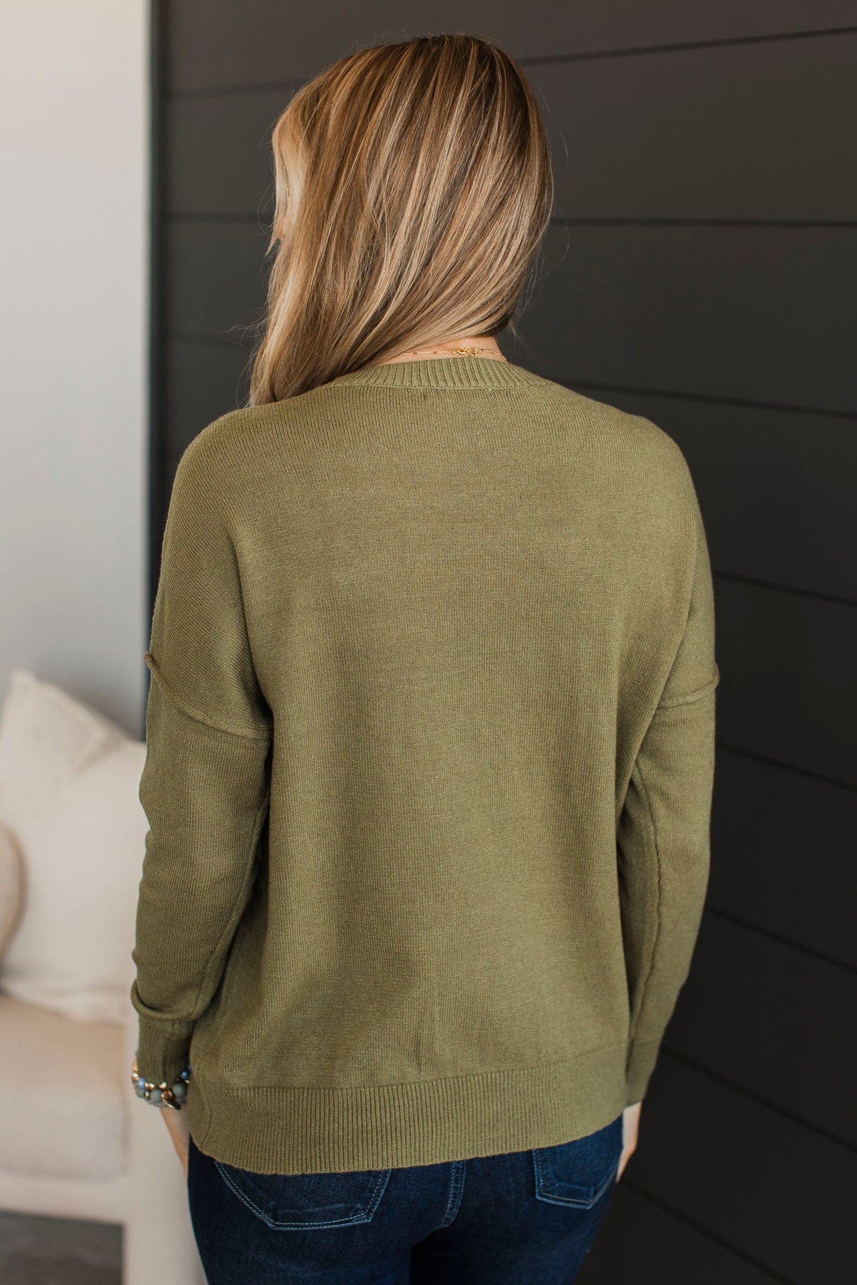 Ahead Of The Times Knit Sweater- Olive - Image 7