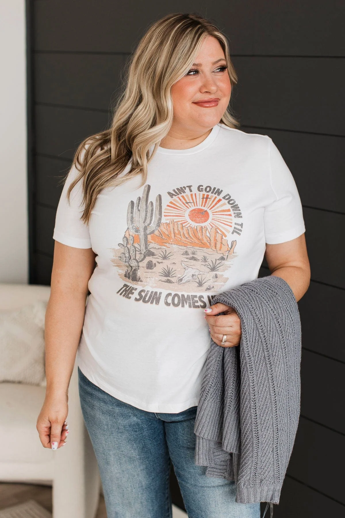 "Ain't Going Down" Graphic Tee- White - Image 4