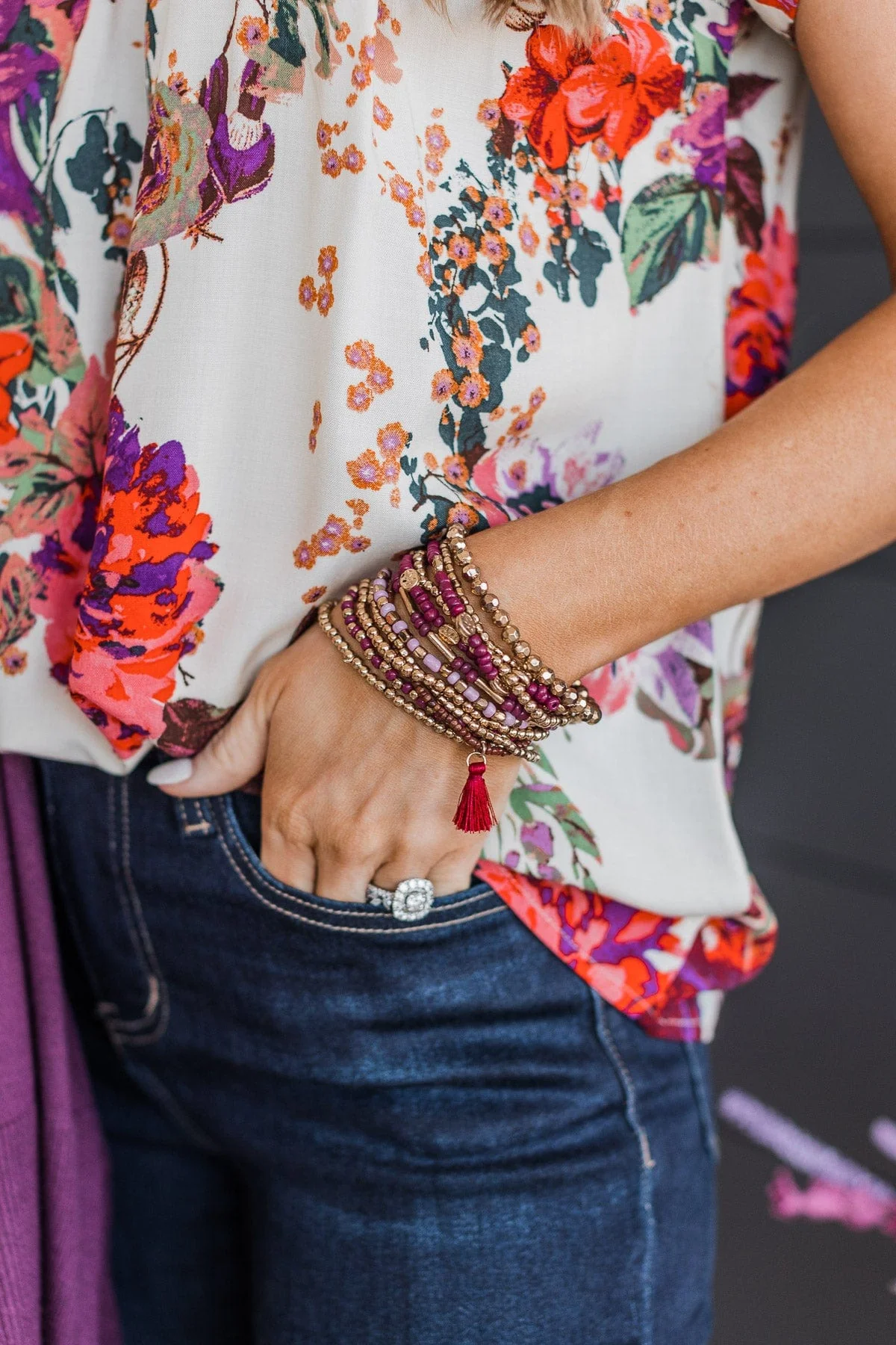 Ain't Seen Nothing Yet Stackable Bracelet Set- Plum