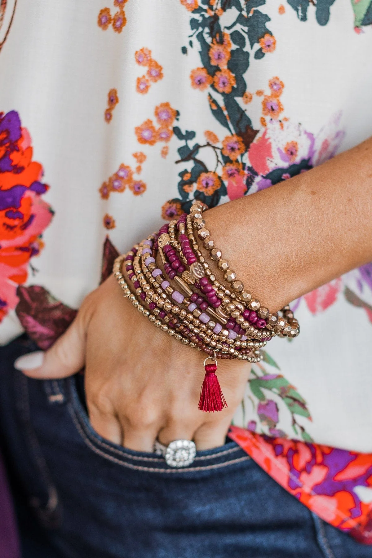 Ain't Seen Nothing Yet Stackable Bracelet Set- Plum - Image 2
