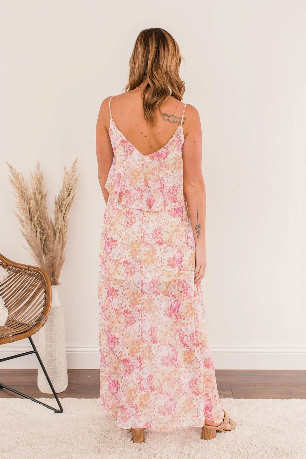 Air Of Refinement Floral Maxi Dress- Orange & Pink - Image 11