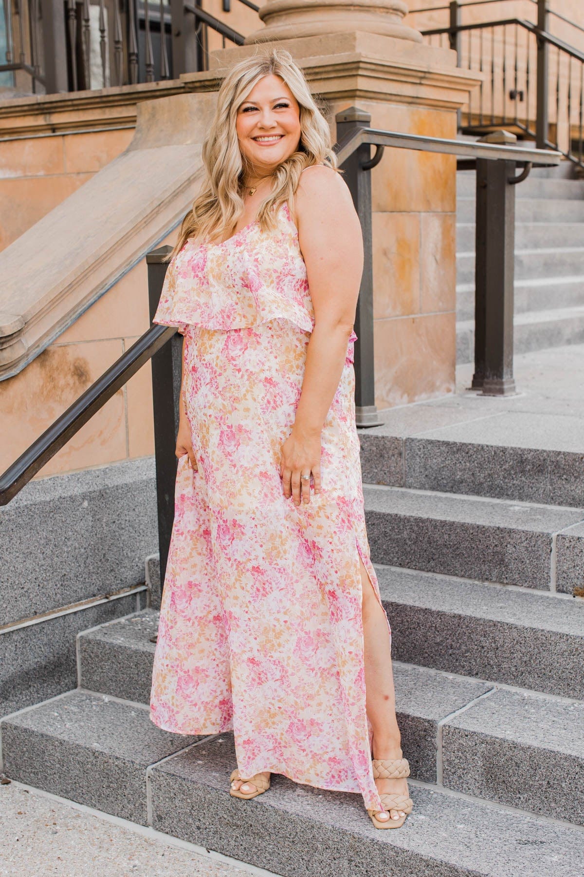 Air Of Refinement Floral Maxi Dress- Orange & Pink - Image 4