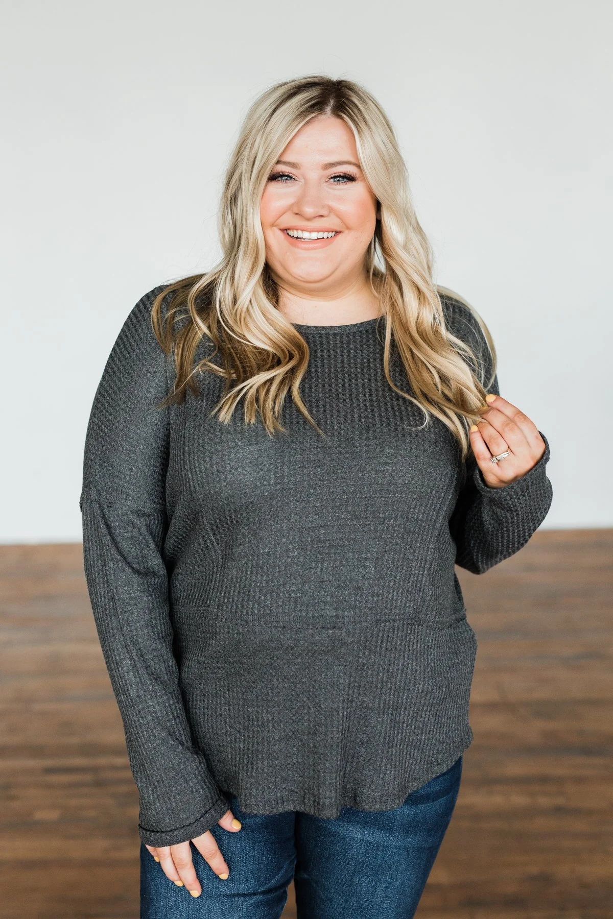 Align With You Thermal Knit Top- Charcoal - Image 6