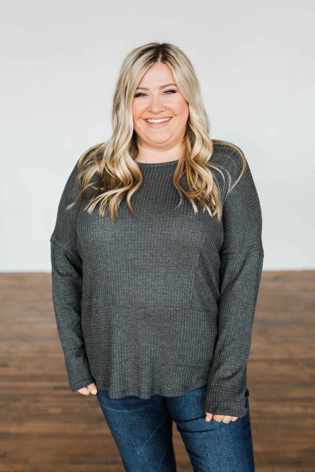 Align With You Thermal Knit Top- Charcoal - Image 8