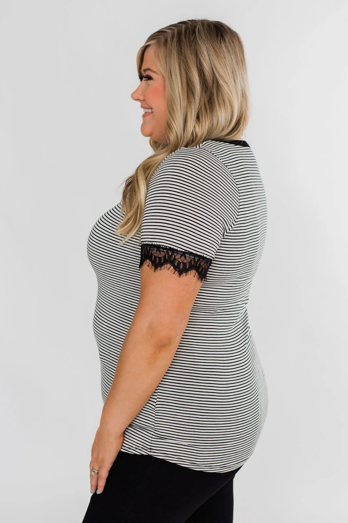 All About the Accents Black & White Striped Top - Image 11