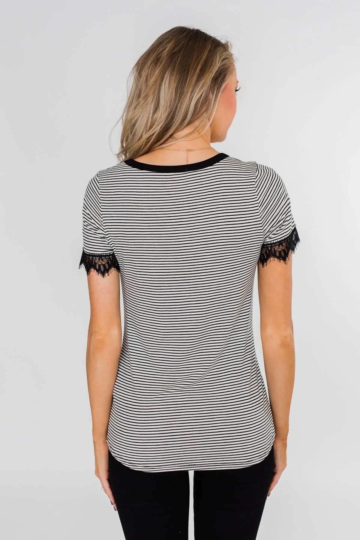 All About the Accents Black & White Striped Top - Image 12