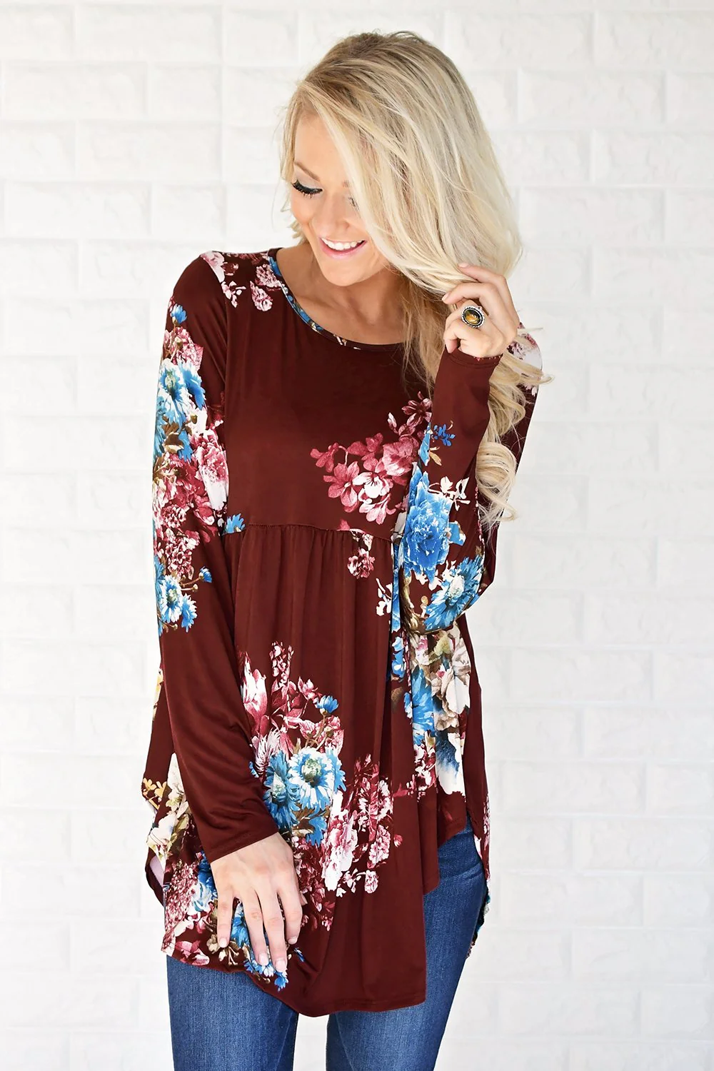 All About Tonight Burgundy Floral Top - Image 2